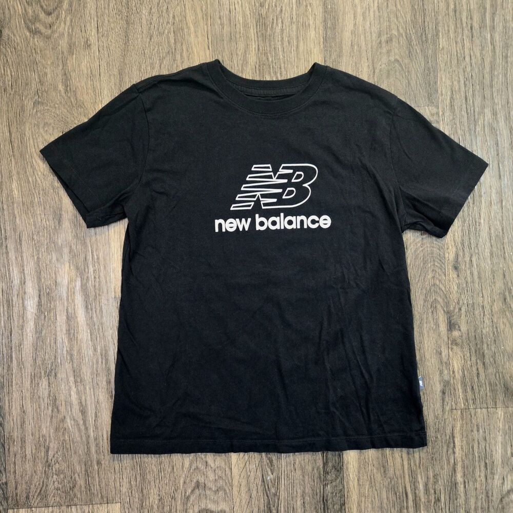 New Balance Premium Logo Classic Black running shirt Cotton T-Shirt Men's Small